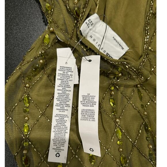 ASOS NWT $159 Embellished Beaded Maxi Dress Low Back Size 0 - Picture 7 of 10